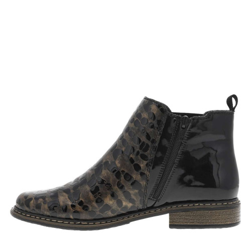 Thumbnail Boots en cuir bronze à talon décroché bas avec un zip et un soufflet élastiqué - Image 8