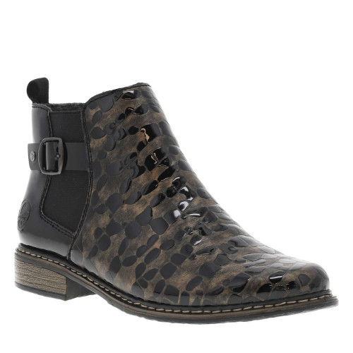 Thumbnail Boots en cuir bronze à talon décroché bas avec un zip et un soufflet élastiqué - Image 9