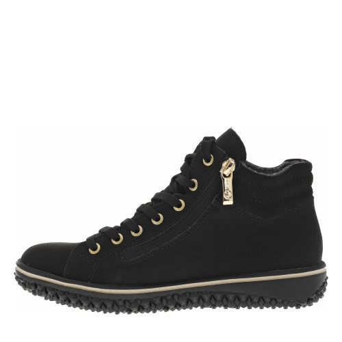 Thumbnail Bottines noires à talon compensé bas avec des lacets et 2 zips latéraux - Image 3