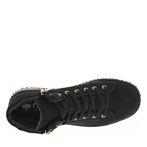 Thumbnail Bottines noires à talon compensé bas avec des lacets et 2 zips latéraux - Image 5
