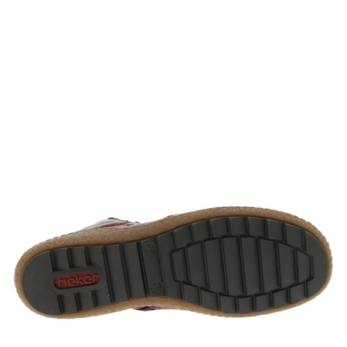 Thumbnail Bottines rouges à talon plat avec des lacets et un zip latéral - Image 6