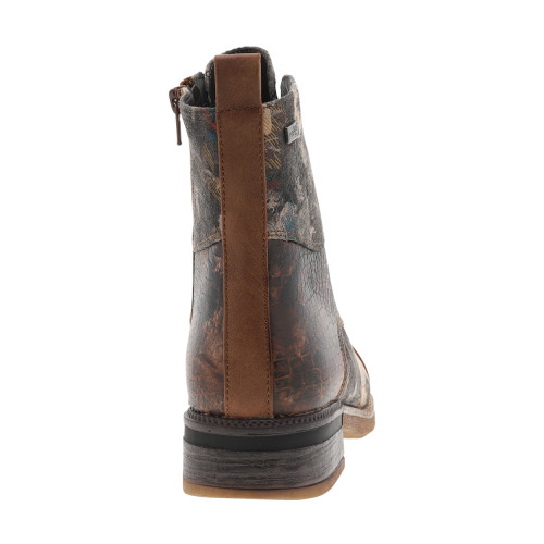 Thumbnail Bottines noisette avec imprimé à talon décroché bas avec lacets et zip latéral - Image 4