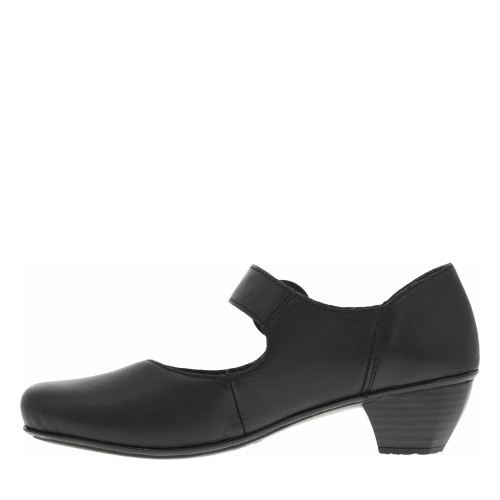 Thumbnail Escarpins en cuir noirs avec semelle à talon décroché bas et bout rond - Image 3