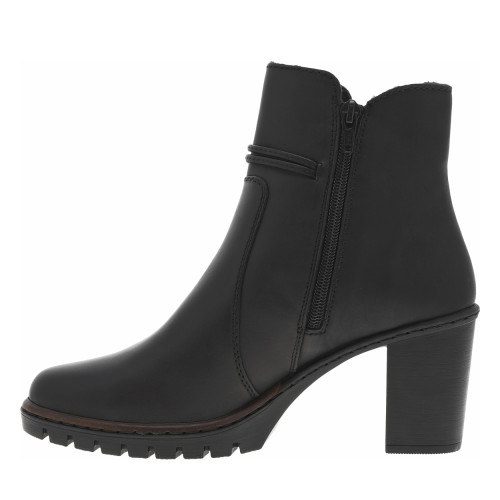 Thumbnail Boots noires à talon décroché haut, logo embossé avec zip latéral et cordon - Image 3