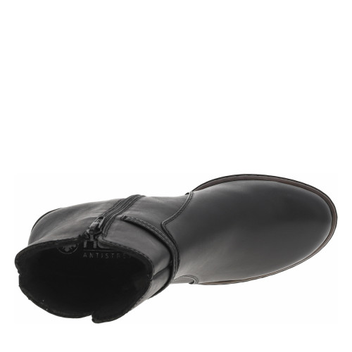 Thumbnail Boots noires à talon décroché haut, logo embossé avec zip latéral et cordon - Image 5