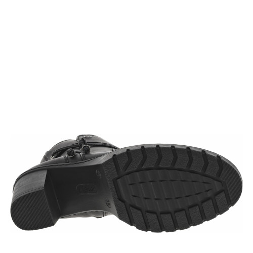 Thumbnail Boots noires à talon décroché haut, logo embossé avec zip latéral et cordon - Image 6