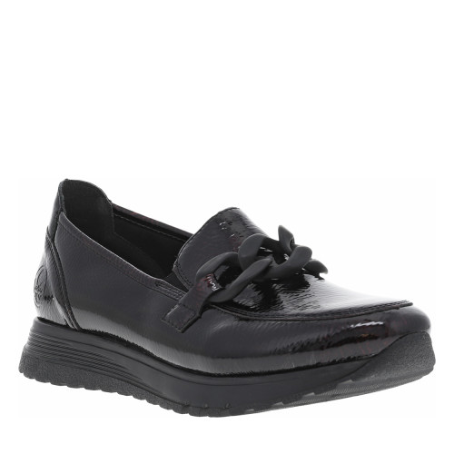 Thumbnail Mocassins en vernis bordeaux avec semelle à talon plat et maillons décoratifs - Image 2