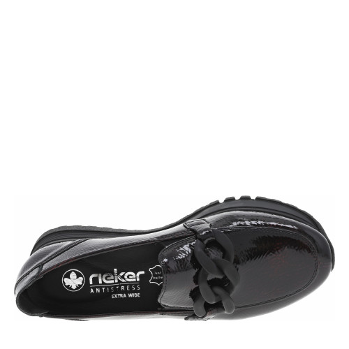 Thumbnail Mocassins en vernis bordeaux avec semelle à talon plat et maillons décoratifs - Image 5