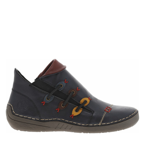 Boots bleu marine à talon plat avec une fermeture zippée et soufflet élastiqué