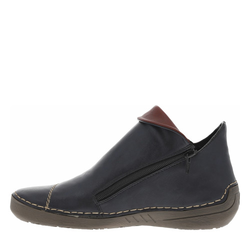 Thumbnail Boots bleu marine à talon plat avec une fermeture zippée et soufflet élastiqué - Image 3