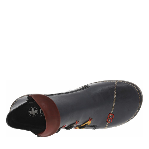 Thumbnail Boots bleu marine à talon plat avec une fermeture zippée et soufflet élastiqué - Image 5