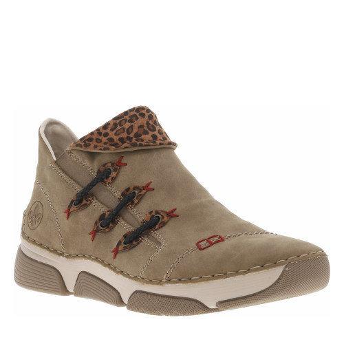 Thumbnail Boots taupe à talon plat avec une fermeture zippée et soufflet élastiqué - Image 2