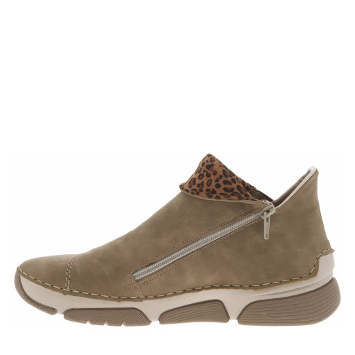 Thumbnail Boots taupe à talon plat avec une fermeture zippée et soufflet élastiqué - Image 3