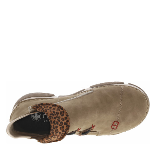 Thumbnail Boots taupe à talon plat avec une fermeture zippée et soufflet élastiqué - Image 5