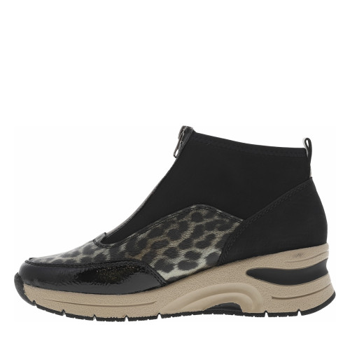 Thumbnail Boots noires avec imprimé léopard à talon semi-compensée et à zip central - Image 3