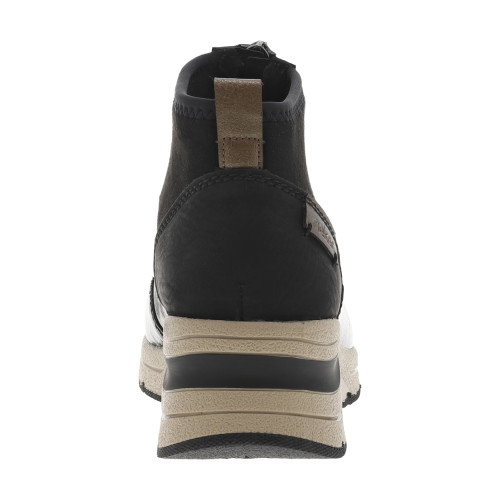 Thumbnail Boots noires avec imprimé léopard à talon semi-compensée et à zip central - Image 4