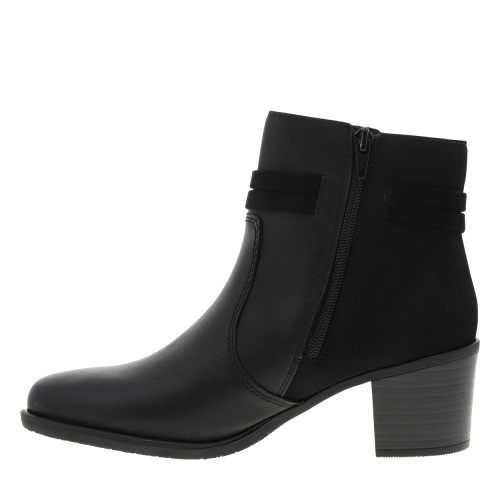 Thumbnail Boots en cuir noires à talon décroché moyen avec un zip et boucles décoratives - Image 3