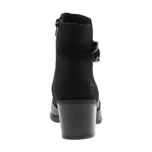 Thumbnail Boots en cuir noires à talon décroché moyen avec un zip et boucles décoratives - Image 4
