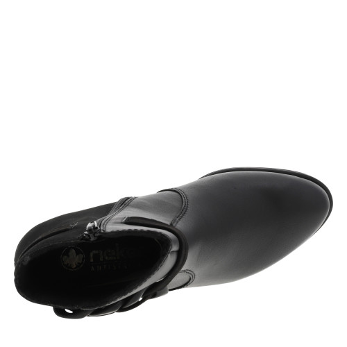 Thumbnail Boots en cuir noires à talon décroché moyen avec un zip et boucles décoratives - Image 5