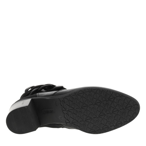 Thumbnail Boots en cuir noires à talon décroché moyen avec un zip et boucles décoratives - Image 6