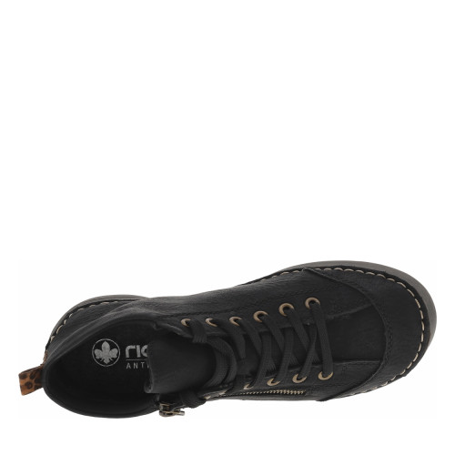 Thumbnail Bottines noires à talon plat avec un logo cousu sur le côté et des lacets - Image 5