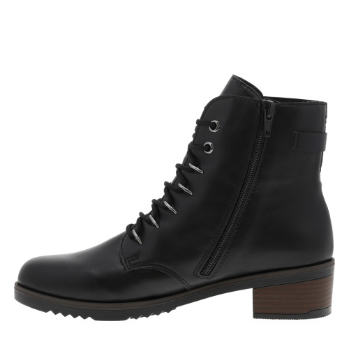 Thumbnail Bottines noires à talon décroché moyen avec des lacets et un zip latéral - Image 3