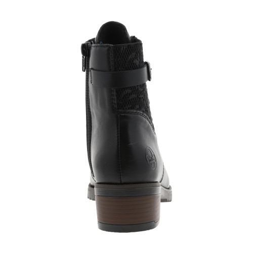 Thumbnail Bottines noires à talon décroché moyen avec des lacets et un zip latéral - Image 4