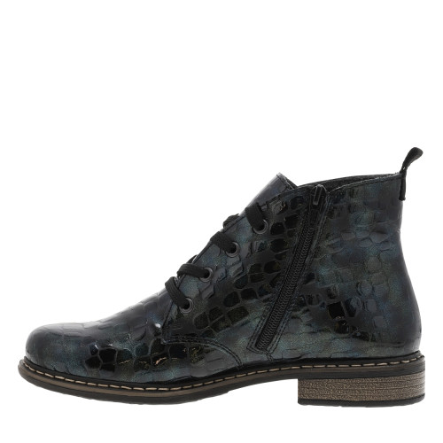 Thumbnail Bottines bleues à talon décroché bas avec des lacets et un zip latéral - Image 3