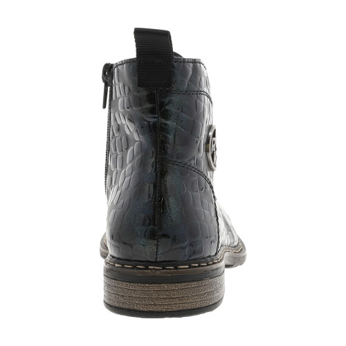 Thumbnail Bottines bleues à talon décroché bas avec des lacets et un zip latéral - Image 4
