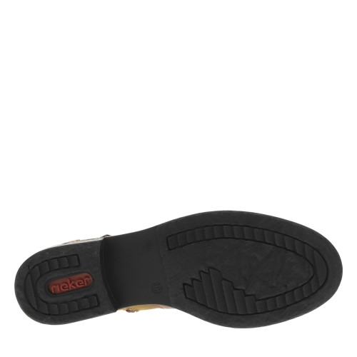Thumbnail Boots en cuir cognac à talon décroché bas avec un zip et logo embossé - Image 6