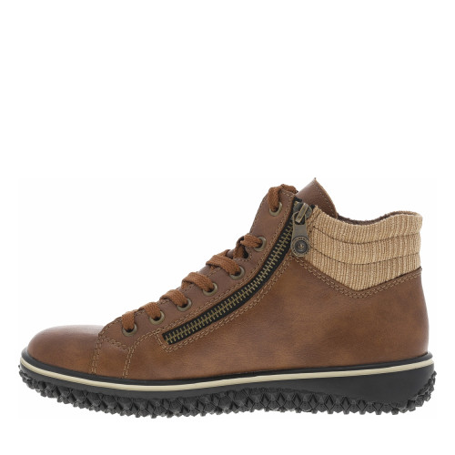 Thumbnail Bottines cognac à talon plat avec des lacets et deux zips latéraux - Image 3
