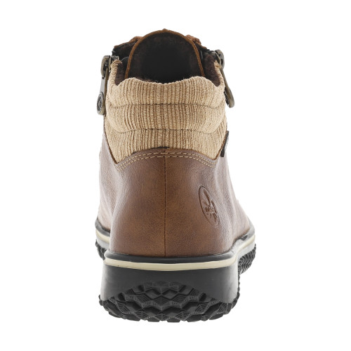 Thumbnail Bottines cognac à talon plat avec des lacets et deux zips latéraux - Image 4