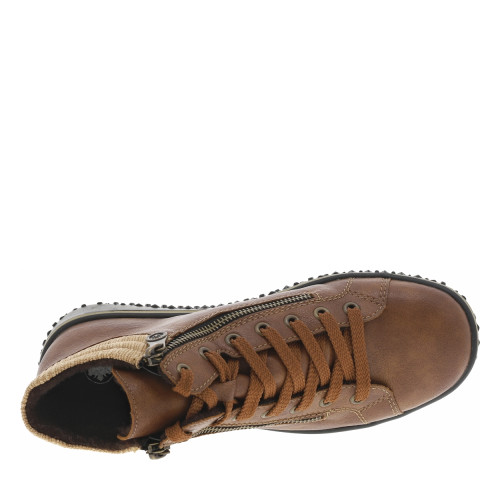 Thumbnail Bottines cognac à talon plat avec des lacets et deux zips latéraux - Image 5