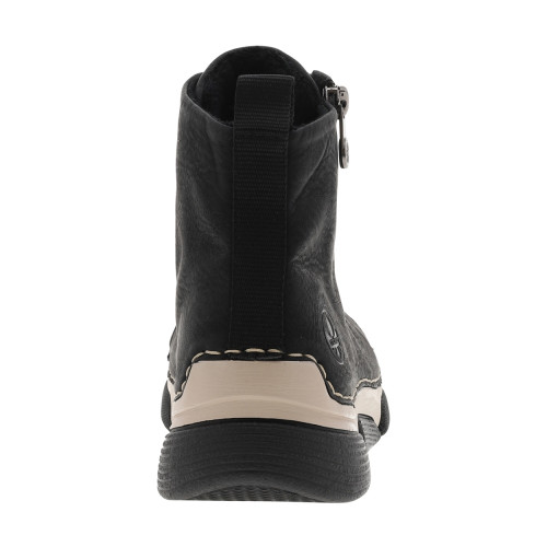 Thumbnail Bottines noires à talon compensé bas avec un zip et des lacets plats - Image 4
