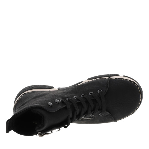 Thumbnail Bottines noires à talon compensé bas avec un zip et des lacets plats - Image 5