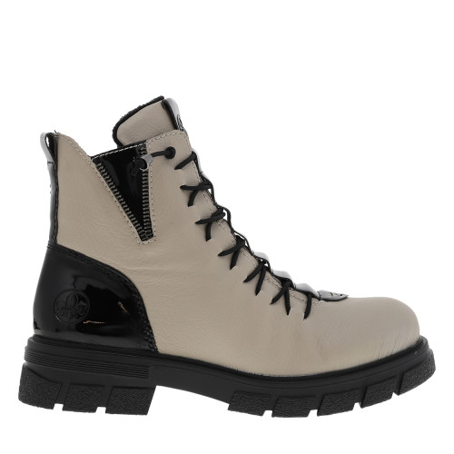 Thumbnail Bottines écrues à talon décroché bas avec un zip des lacets élastiqués - Image 2
