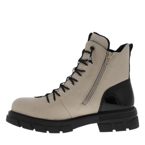 Thumbnail Bottines écrues à talon décroché bas avec un zip des lacets élastiqués - Image 3