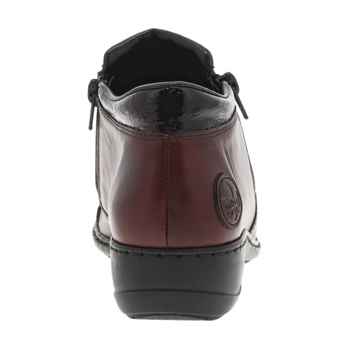 Thumbnail Boots bordeaux vernies à talon décroché bas et à zip avec motif fleur - Image 4