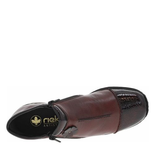Thumbnail Boots bordeaux vernies à talon décroché bas et à zip avec motif fleur - Image 5