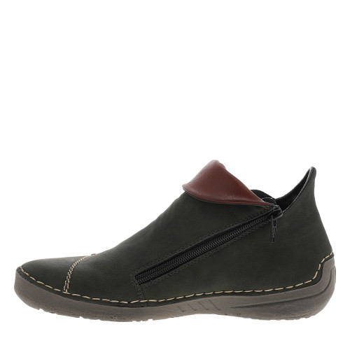 Thumbnail Boots simili cuir noir avec rabat rouge et détails colorés et fermeture zippée - Image 3