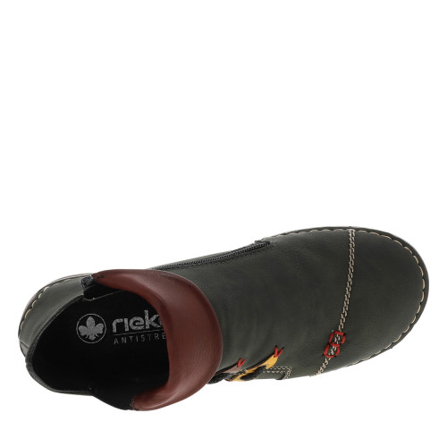 Thumbnail Boots simili cuir noir avec rabat rouge et détails colorés et fermeture zippée - Image 5