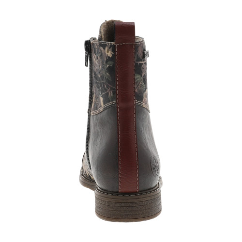 Thumbnail Bottines marron à talon plat ornées d'un empiècement à motif floral - Image 4