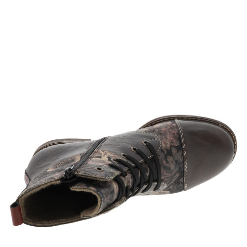 Thumbnail Bottines marron à talon plat ornées d'un empiècement à motif floral - Image 5