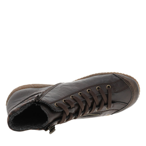 Thumbnail Bottines marron à talon plat ornées d'un empiècement léopard à lacets et zip - Image 5
