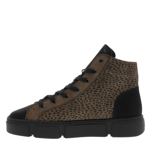 Thumbnail Bottines noires et marron à talon plat dotées d'empiècements bi-matières - Image 3