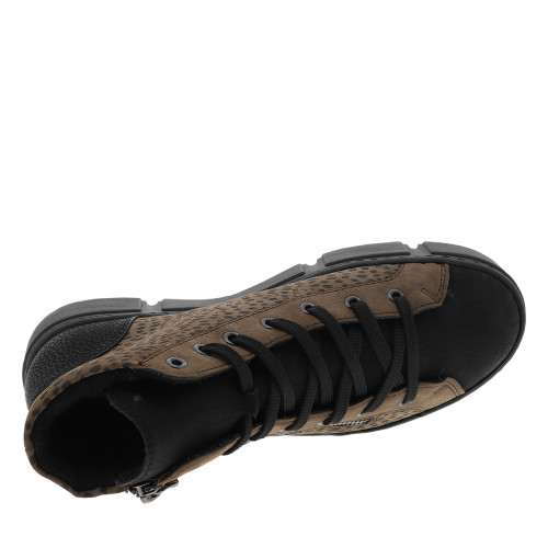 Thumbnail Bottines noires et marron à talon plat dotées d'empiècements bi-matières - Image 5