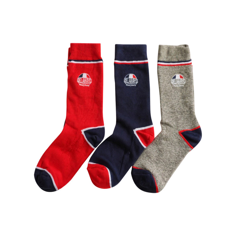 Lot de 3 paires de chaussettes tricolores en coton mélangé et écusson Racing