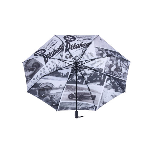 Thumbnail Parapluie pliable bicolore à imprimé automobile rétro et doublure noire - Image 2