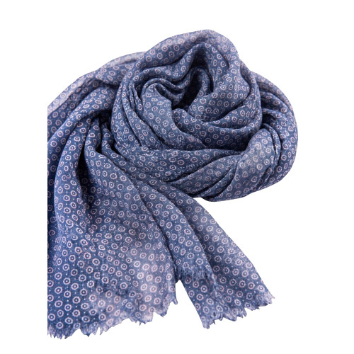 Thumbnail Foulard bleu clair orné de micro-motifs géométriques Delahaye - Image 2