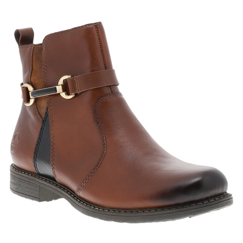 Thumbnail Boots en cuir cognac à talon décroché bas dotées d'un zip latéral - Image 2